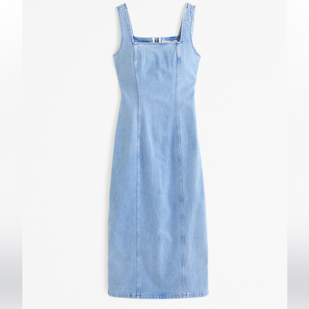 Abercrombie & Fitch Denim Column Midi Dress